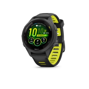 Garmin - Forerunner 265s ceas multisport cu GPS AMOLED - Ramă şi carcasă neagră cu curea din silicon neagră/Amp Yellow - Img 2