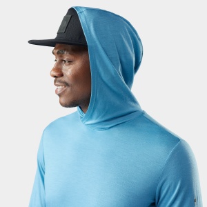 Hanorac Merino Smartwool Sun Hoodie - albastru Mineral Blue | UPF 40+ - Img 4
