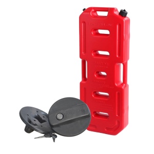 Pachet Suport și Canistră de 20L, 33.5 x 10 x 87 cm, din plastic cu supapă de aerisire și furtun flexibil de turnare inclus, roșu, Emd4x4
