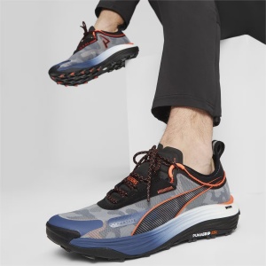 Puma - pantofi alergare pentru barbati Voyage Nitro 3 - gri albastru cerneala negru portocaliu Neon - Img 7