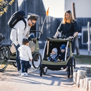 Remorca de bicicleta pentru transport 2 copii, Thule, Courier, Vintage green - Img 3