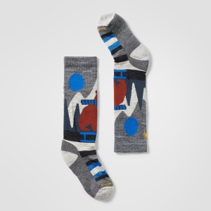 Smartwool - sosete merino - Ski Sleigh Bear Over The Calf Socks K - Medium Gray - L (35-38)