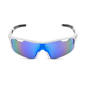 Spiuk - ochelari soare sport Jifter, 3 lentile de schimb transparent, portocaliu si albastru oglinda - rama alba - Img 3