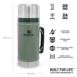 Stanley - termos pentru mancare cu maner The Legendary Classic Food Jar - verde Hammertone - 940 ml - Img 2