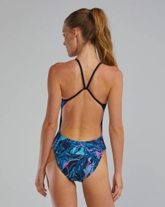 TYR - costum inot intreg pentru femei - Durafast Elite Cutoutfit Marmaris Swimsuit - Blue | Pink - 26 (XS) - Img 2