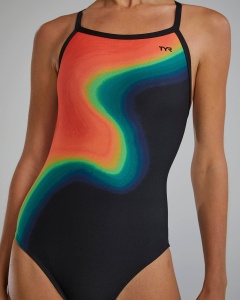 TYR - costum inot intreg pentru femei - Durafast Elite Diamondfit Surge Swimsuit - Multi Warm - 26 (XS) - Img 5