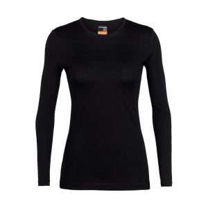 Bluza Femei Icebreaker Merino 200 Oasis Crewe Thermal Black