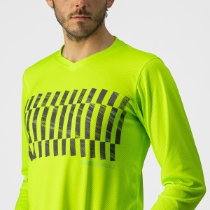 Castelli - tricou ciclism pentru barbati, maneca lunga Trail Tech LS Tee jersey - galben electric fluo lime negru - Img 5