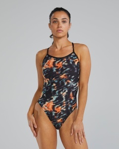Costum înot întreg femei TYR Durafast Elite Trinityfit - portocaliu/bleu/negru | rezistent clor