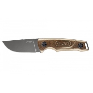 Cutit cu lama fixa Walther BWK 6 5.0843, 128 g, maner din lemn de nuc, husa piele