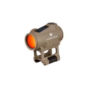 Dispozitiv de ochire red dot Vortex Crossfire II Solar CF2-RD2-SLR-T, 1x, punct rosu 2 MOA, panou solar Auto D-TEC, motion activation, night vision, montura Picatinny/Weaver, maro