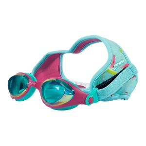 Finis - ochelari inot pentru copii DragonFlys - albastru verde pepene roz cu lentile oglinda - Img 1