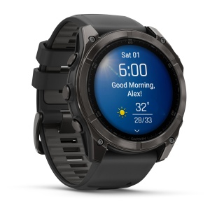 Garmin - fenix 8x AMOLED Sapphire 51mm - smartwatch premium AMOLED - ramă gri din titanium DLC si curea din silicon neagră-gri - Img 4