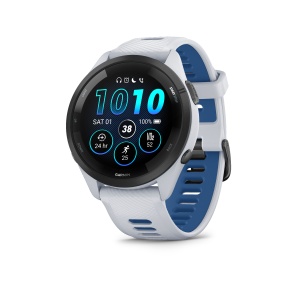 Garmin - Forerunner 265 ceas multisport cu GPS AMOLED - Ramă neagră cu carcasă Whitestone şi curea din silicon Whitestone/Tidal Blue - Img 3