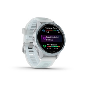 Garmin Forerunner 570 - 42 mm - ceas multisport cu GPS si AMOLED - alb Cloud Blue Aluminium with Translucent Whitestone | Cloud Blue Band - Img 5