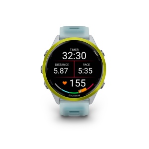 Garmin Forerunner 570 - 47mm - ceas multisport cu GPS si AMOLED - alb Amp Yellow Aluminium with Translucent Whitestone | Turquoise Band - Img 2