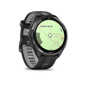 Garmin - Forerunner 965 ceas multisport cu GPS AMOLED - Ramă din titan DLC gri carbon cu carcasă neagră şi curea din silicon neagră/gri pudră - Img 8