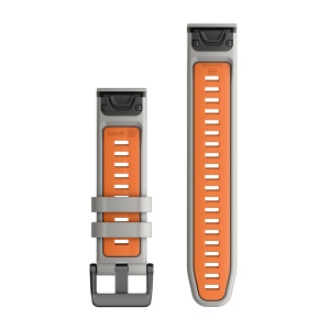 Garmin QuickFit 22 - curea silicon - gri Fog|portocaliu Ember - Img 2