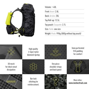 Instinct - vesta alergare tip rucsac - ALPI 40 + 2x HydraPack 600ml - 40L - Img 13