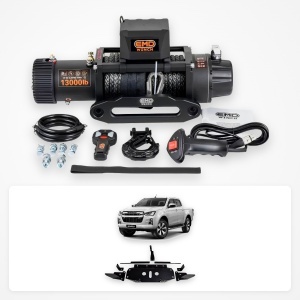 Pachet troliu Isuzu D-Max (2019-2026): troliu electric EMD Winch 13000 lbs cablu sintetic și suport troliu dedicat