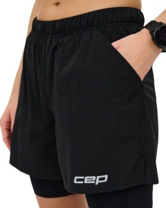 Pantaloni scurți alergare CEP Core Run 2in1 femei - negru | compresie + libertate mișcare - Img 10