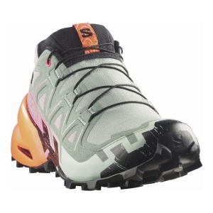 Pantofi Alergare Montana Femei Salomon Speedcross 6 GORE-TEX Storm Black / Green Milieu / Dragon Fire - Img 3