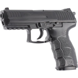 Pistol airsoft cu actionare manuala Heckler & Koch P30, bile plastic, BB 6 mm, 0.5 jouli, negru, Metal Slide