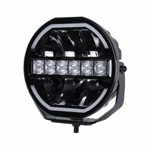 Proiector LED Siberia Skylord 9" + capac proiector, 144W, 7025 lm, rază 768 m, 5700K, combo, LED alb, lumină de poziție, aluminiu negru, suport inox, DT4, 10-38V, rezistent la apă și praf (IP68/IP69K), Strands