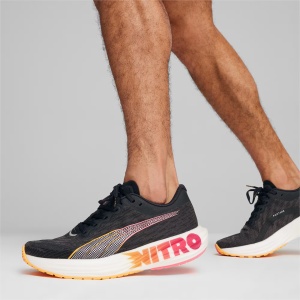 Puma - pantofi alergare pentru barbati Deviate Nitro 2 FF - negru alb portocaliu Sun Stream sunset glow - Img 7