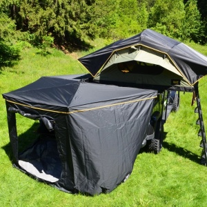 Set marchiză auto cu anexă cort CampTalk, 270° cm, 5 m², închis complet cu podea inclusă, impermeabil, montaj rapid, compatibil cu orice mașină cu bare transversale sau roof rack - Img 2