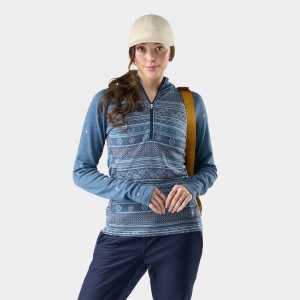 Smartwool - hanorac - Classic Thermal Merino Base Layer 1/2 Zip Hoodie W - Nightfall Fair Isle Fun - L