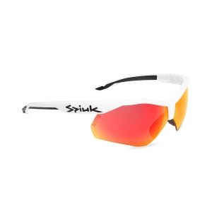 Spiuk - ochelari soare sport Ventix K, 2 lentile de schimb Nittix transparent si rosu oglinda - rama alba neagra - Img 2