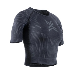 Top Femei X-BIONIC Xceed Run Crop X Black-Rhino Grey - Img 2