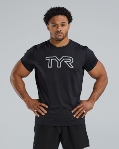 Tricou tehnic TYR Airtec Big Logo Tee - negru | respirabil