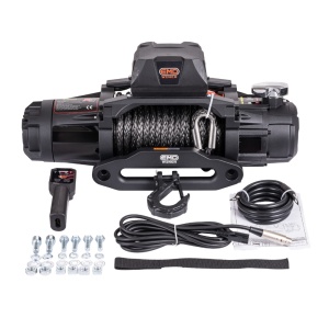Troliu electric auto EMD Winch Dual Speed 13000lbs (5897kg), 12V, cablu sintetic, 25m, raport 201:1 / 100:1