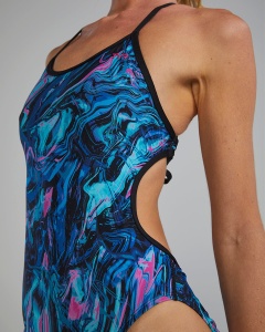 TYR - costum inot intreg pentru femei - Durafast Elite Crosscutfit Tieback Marmaris Swimsuit - Blue | Pink - 26 (XS) - Img 6