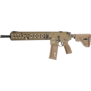 Arma airsoft electrica Heckler & Koch G95K, AEG, bile plastic, sina Picatinny, MidCap, BB 6 mm, 1.0 jouli, verde-maro, Full-Auto