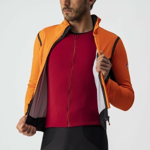 Castelli - jacheta ciclism de iarna Alpha Ros 2 Gore-Tex Infinium wind stopper - portocaliu negru - Img 2