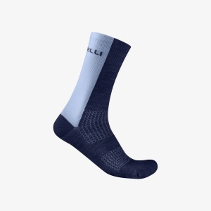Castelli - sosete ciclism - Castelli Logo 18 Merino Sock - albastru belgian/steel fade - LXL - 40-43