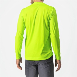 Castelli - tricou ciclism pentru barbati, maneca lunga Trail Tech LS Tee jersey - galben electric fluo lime negru - Img 2