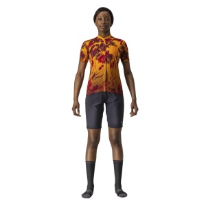 Castelli - tricou ciclism pentru femei, maneca scurta Unlimited Sentiero jersey - portocaliu visiniu barbaresco - Img 2