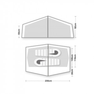Cort Wild Country Zephyros compact 2, 2 persoane, 230 cm x 100/118cm +antreu - Img 2