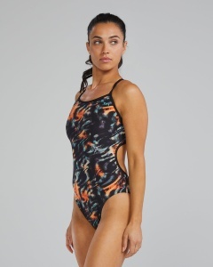 Costum înot întreg femei TYR Durafast Elite Trinityfit - portocaliu/bleu/negru | rezistent clor - Img 4