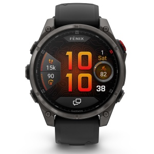 Garmin - fenix 8 AMOLED Sapphire - 47 mm - Titanium with Spark Orange | Graphite Silicone Band - Img 18