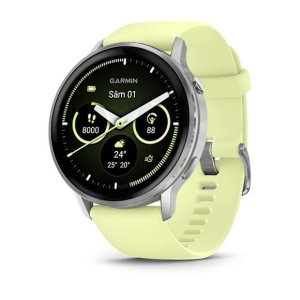 Garmin - Venu 4 45mm smartwatch cu GPS și AMOLED - Silver cu curea de silicon Citron