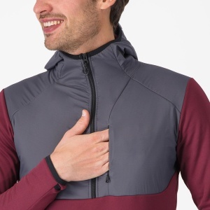 Hanorac casual Castelli UNLTD Roam Hoodie - vișiniu/gri | Confort termic - Img 3