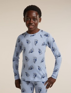 Icebreaker - bluza de corp - 200 Oasis LS Crewe Bear Tour K - Zinc Blue/Aop - 10