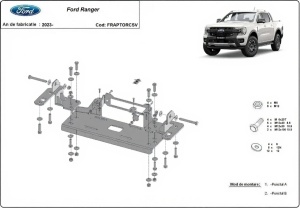 Pachet troliu Ford Ranger Raptor (2023-2025): troliu electric EMD Winch 13000 lbs cablu sintetic și suport troliu dedicat - Img 3