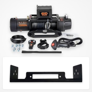 Pachet troliu Nissan Patrol Y60 (1988-1998): troliu electric EMD Winch 13000 lbs cablu sintetic și suport troliu dedicat