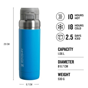 Stanley - termos tip bidon apa GO Quick Flip Water Bottle - azur - 1.06 Litri - Img 2
